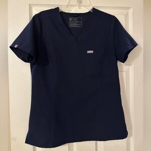 Figs Navy Blue Everly Slim V-Neck Scrub Top